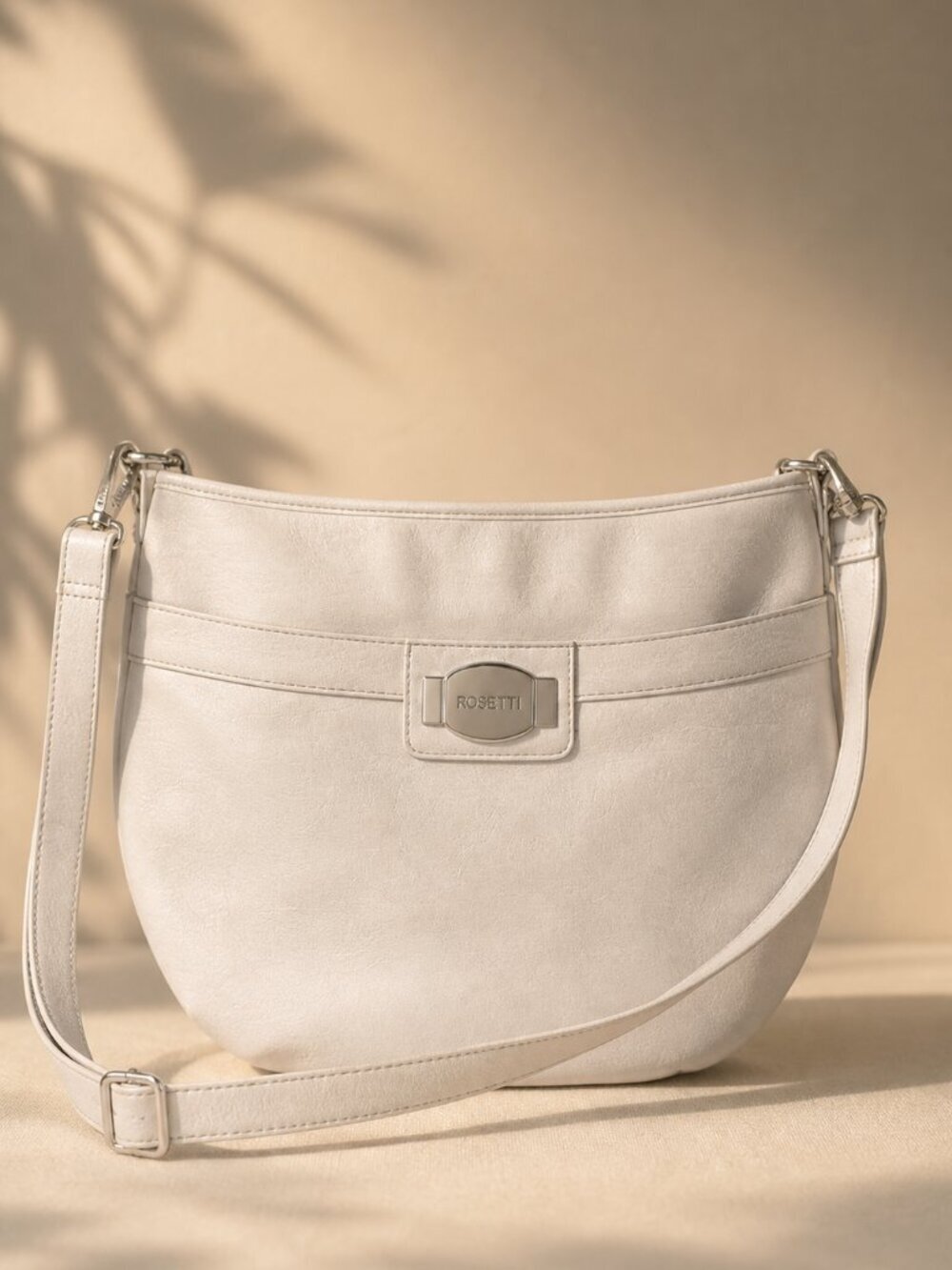 Rosetti Crossbody Bag Cream Faux Leather Adjustable Strap Multi Pocket